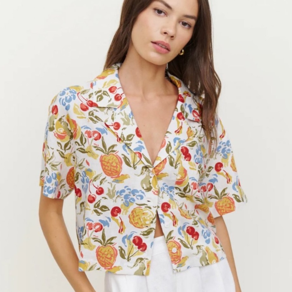 Reformation lennie linen top in fruit cocktail NWOT size S